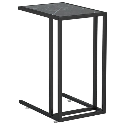 Computer Side Table Black Marble 50X35x65 Cm Tempered Glass Tables