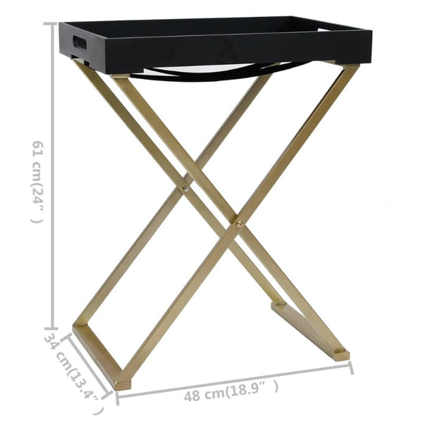 Folding Table Gold And Black 48X34x61 Cm Mdf