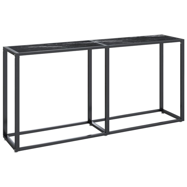 Console Table Black Marble 160X35x75.5Cm Tempered Glass Hall Tables