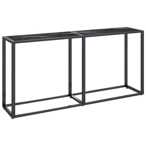 Console Table Black Marble 160X35x75.5Cm Tempered Glass Hall Tables