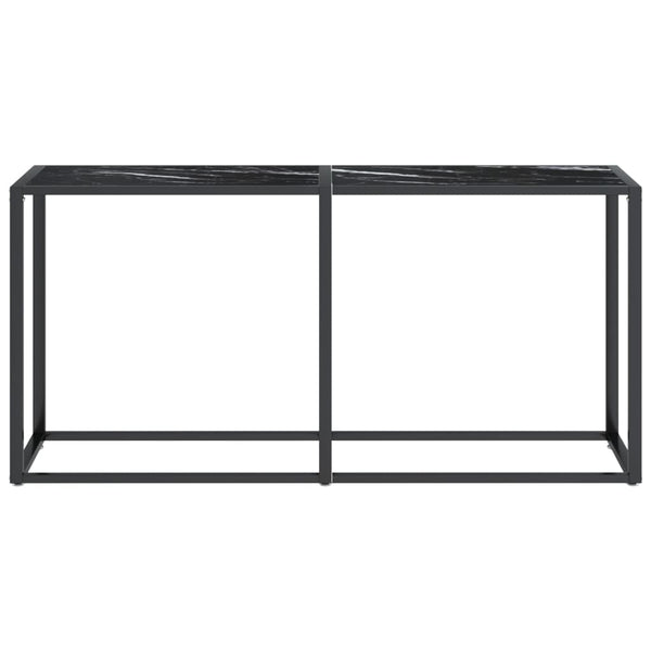 Console Table Black Marble 160X35x75.5Cm Tempered Glass Hall Tables