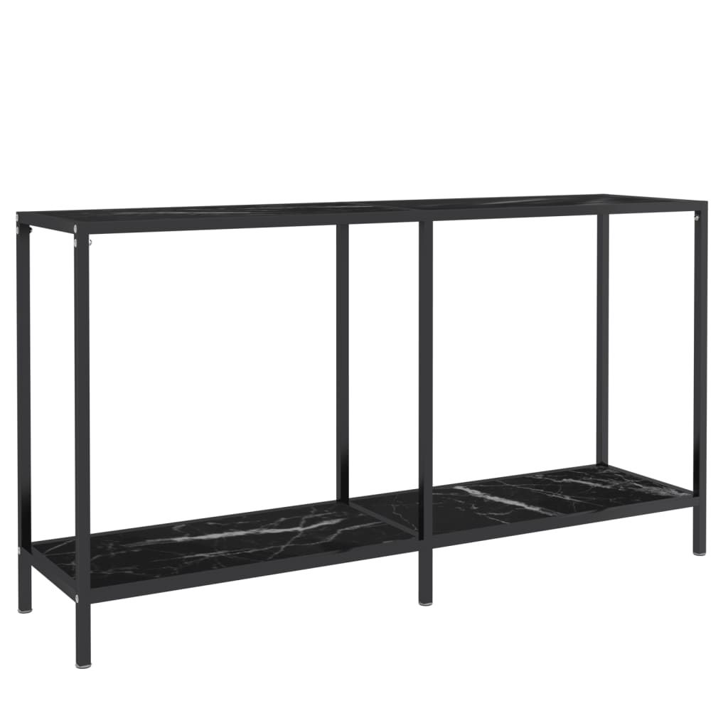 Console Table Black 140X35x75.5 Cm Tempered Glass Hall Tables