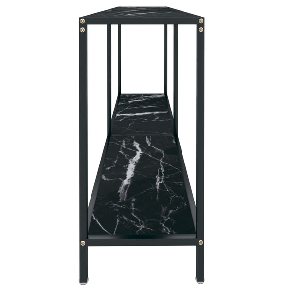 Console Table Black 140X35x75.5 Cm Tempered Glass Hall Tables