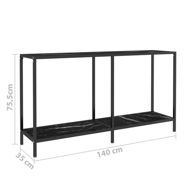 Console Table Black 140X35x75.5 Cm Tempered Glass Hall Tables