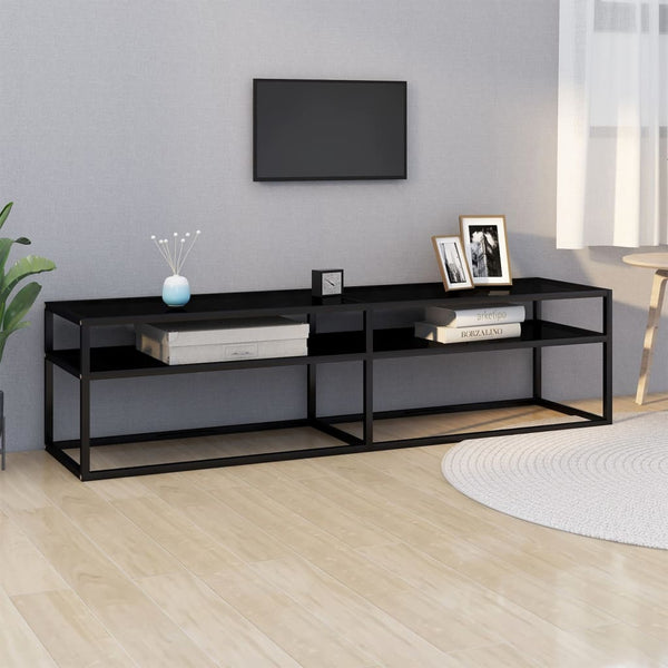 Tv Cabinet Black 160X40x40.5 Cm Tempered Glass Tv Stands & Entertainment Units