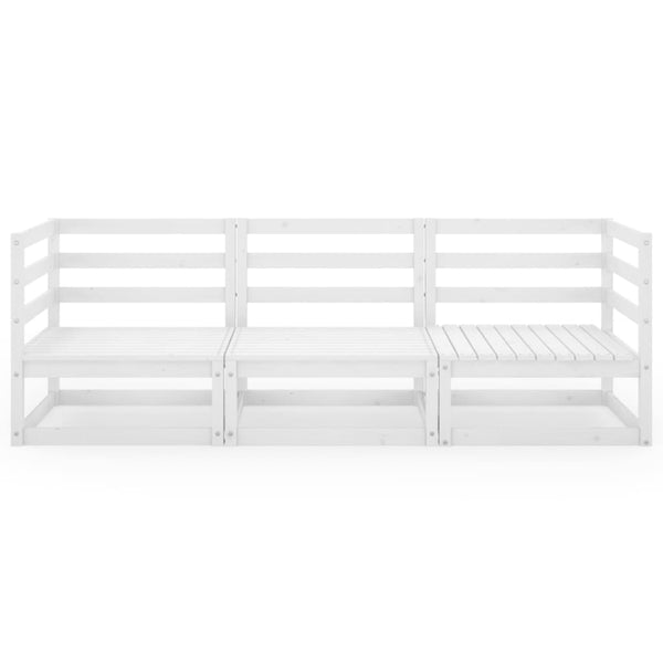 Garden 3 Seater Sofa White Solid Pinewood Patio Furniture Sets