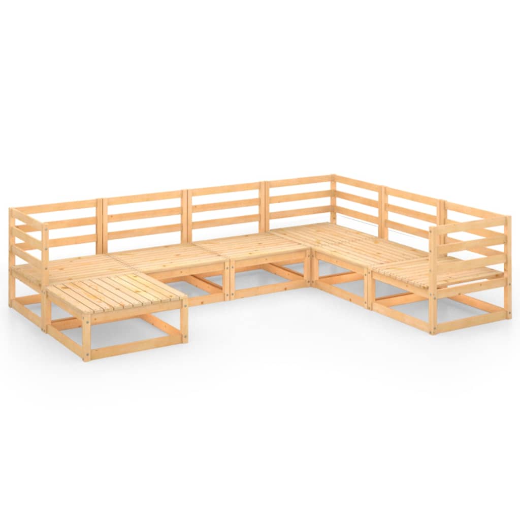 7 Piece Garden Lounge Set Solid Pinewood Patio Furniture Sets