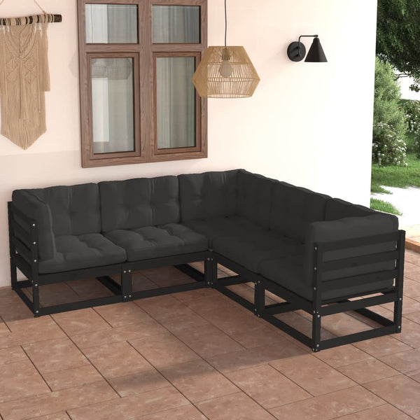 5 Piece Garden Lounge Set With Cushions Solid Pinewood Patio Furniture Sets