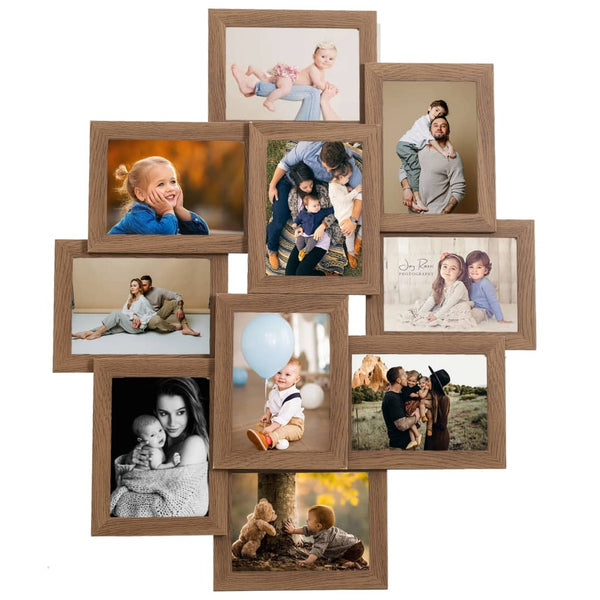 Collage Photo Frame For Picture 10 Pcs 13X18 Cm Light Brown Mdf Photo Frames