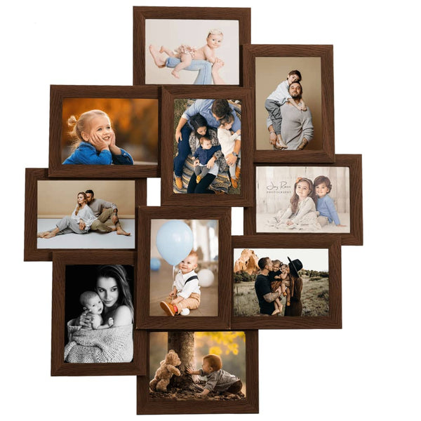 Collage Photo Frame For Picture 10 Pcs 10X15 Cm Dark Brown Mdf Photo Frames