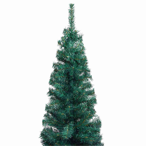 Vidaxl Slim Artificial Pre Lit Christmas Tree With Stand Green 240 Cm Pvc Seasonal Decorations