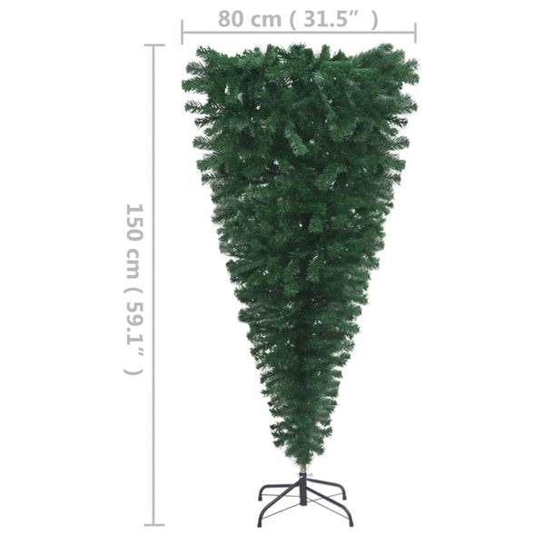 Vidaxl Upside Down Artificial Pre Lit Christmas Tree Green 150 Cm Seasonal Decorations