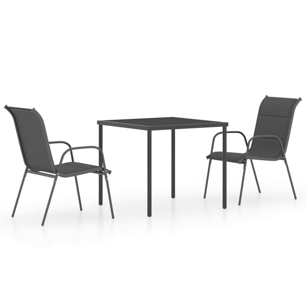 3 Piece Outdoor Dining Set Steel Anthracite Outdoor Dining Sets