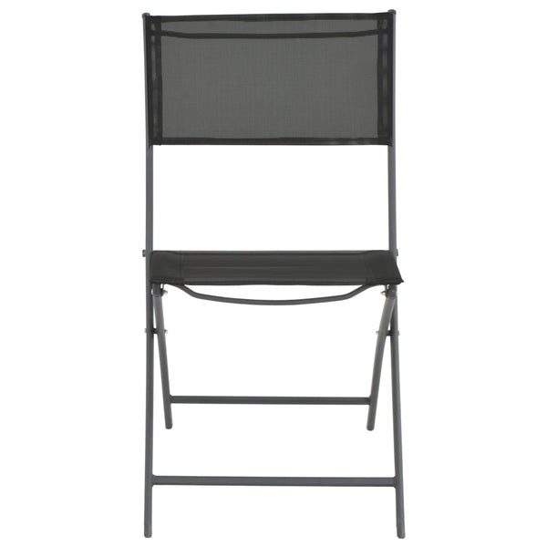 3 Piece Folding Bistro Set Steel Grey Patio Furniture Sets