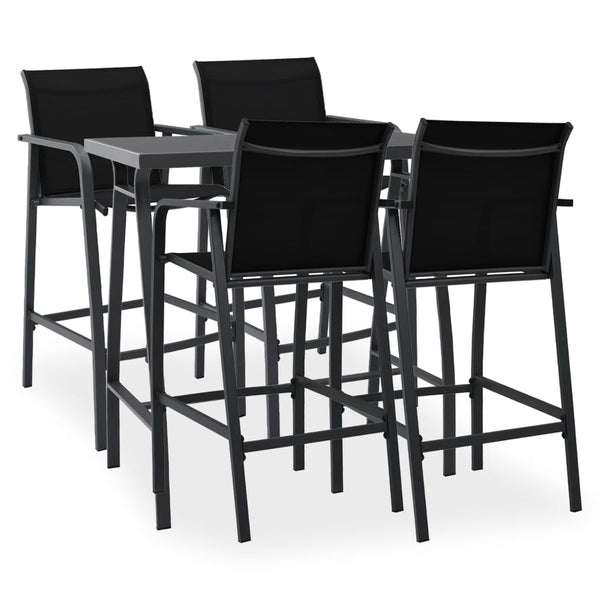 5 Piece Garden Bar Set Black Patio Furniture Sets