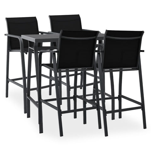 5 Piece Garden Bar Set Black Patio Furniture Sets
