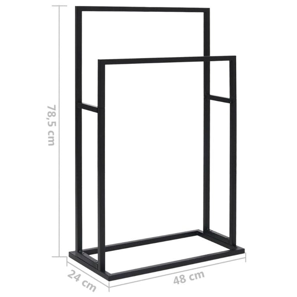 Vidaxl Freestanding Towel Rack Black 48X24x78.5 Cm Iron Towel Racks