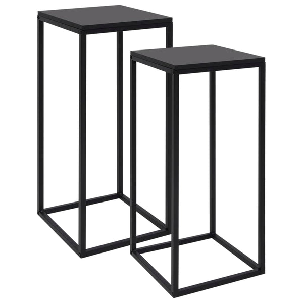 2 Pcs Black Steel Side Tables