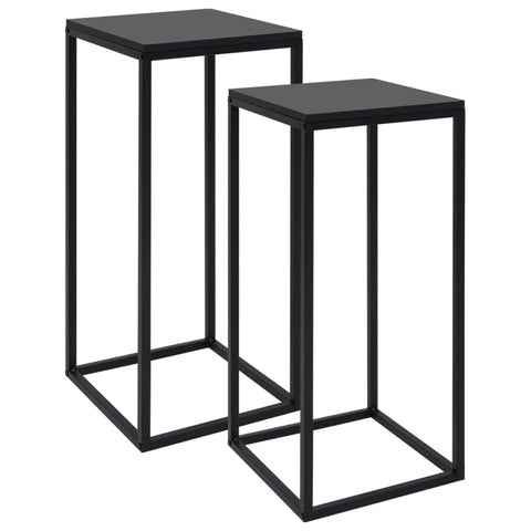 2 Pcs Black Steel Side Tables