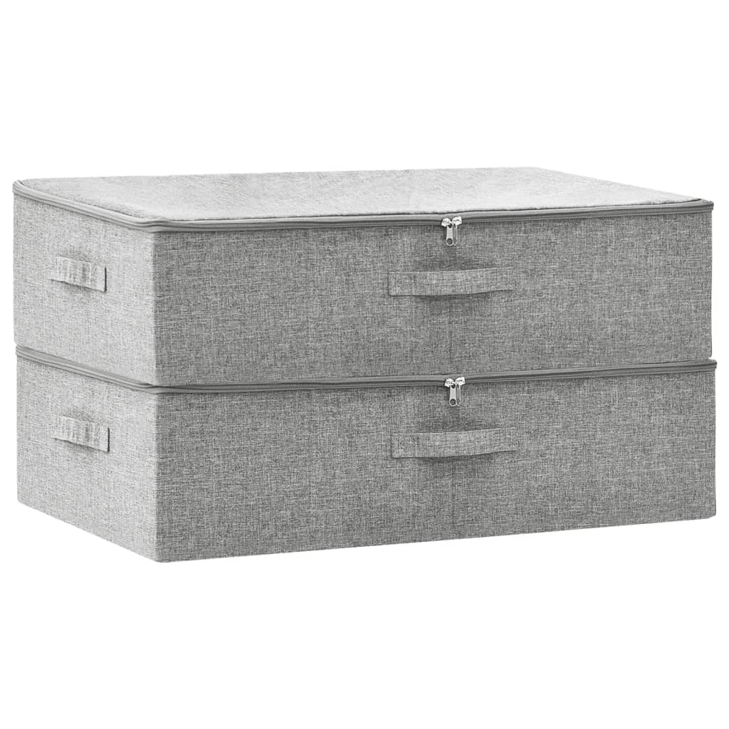 2 Pcs Fabric 70X40x18 Cm Grey Storage Boxes
