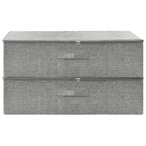 2 Pcs Fabric 70X40x18 Cm Grey Storage Boxes