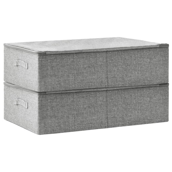 2 Pcs Fabric 70X40x18 Cm Grey Storage Boxes