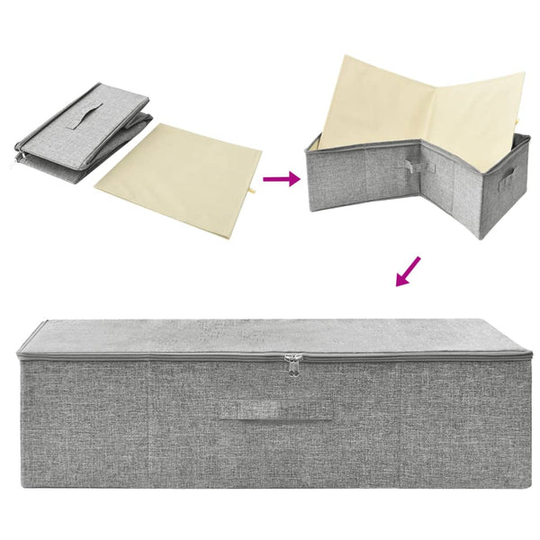 2 Pcs Fabric 70X40x18 Cm Grey Storage Boxes