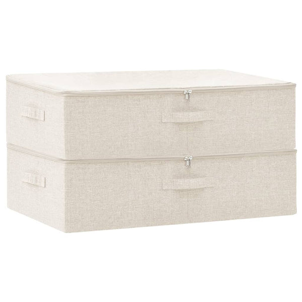2 Pcs Fabric 70X40x18 Cm Cream Storage Boxes