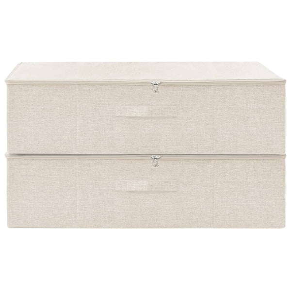 2 Pcs Fabric 70X40x18 Cm Cream Storage Boxes