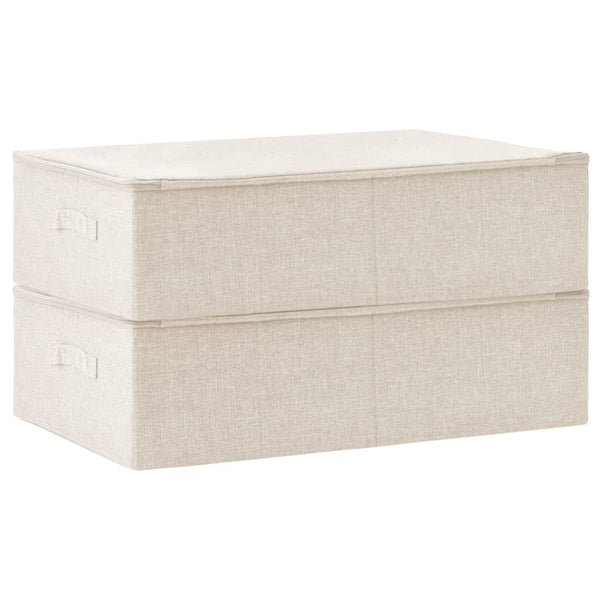 2 Pcs Fabric 70X40x18 Cm Cream Storage Boxes