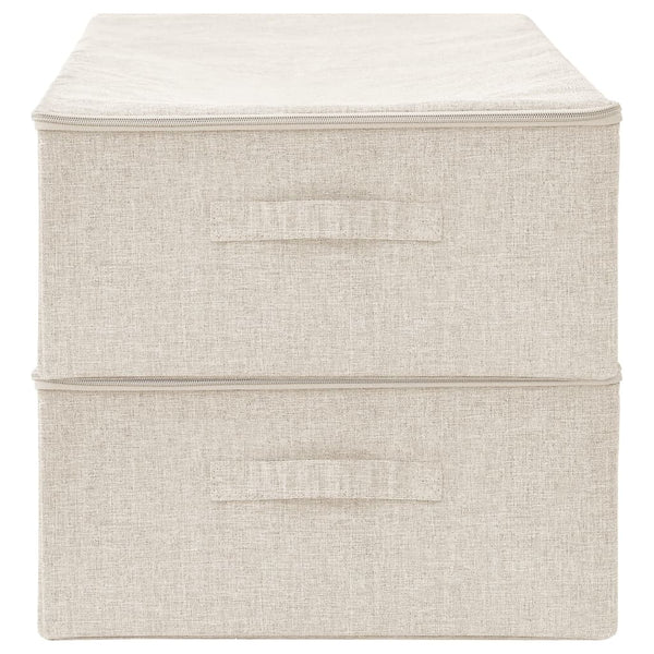 2 Pcs Fabric 70X40x18 Cm Cream Storage Boxes