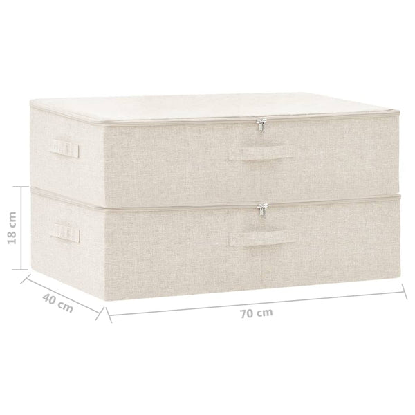 2 Pcs Fabric 70X40x18 Cm Cream Storage Boxes