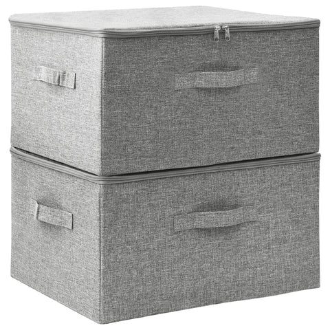 2 Pcs Fabric 43X34x23 Cm Grey Storage Boxes