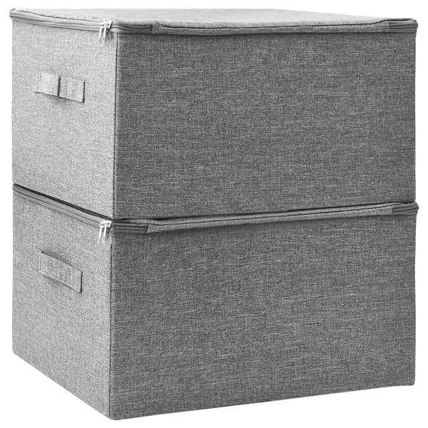 2 Pcs Fabric 43X34x23 Cm Grey Storage Boxes