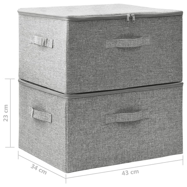 2 Pcs Fabric 43X34x23 Cm Grey Storage Boxes