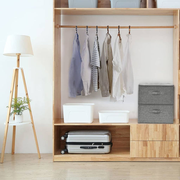 2 Pcs Fabric 43X34x23 Cm Grey Storage Boxes