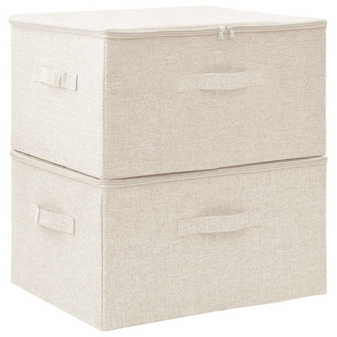 2 Pcs Fabric 43X34x23 Cm Cream Storage Boxes