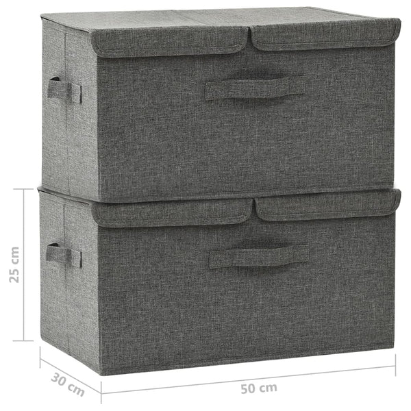 2 Pcs Fabric 50X30x25 Cm Anthracite Storage Boxes
