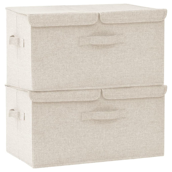 2 Pcs Fabric 50X30x25 Cm Cream Storage Boxes