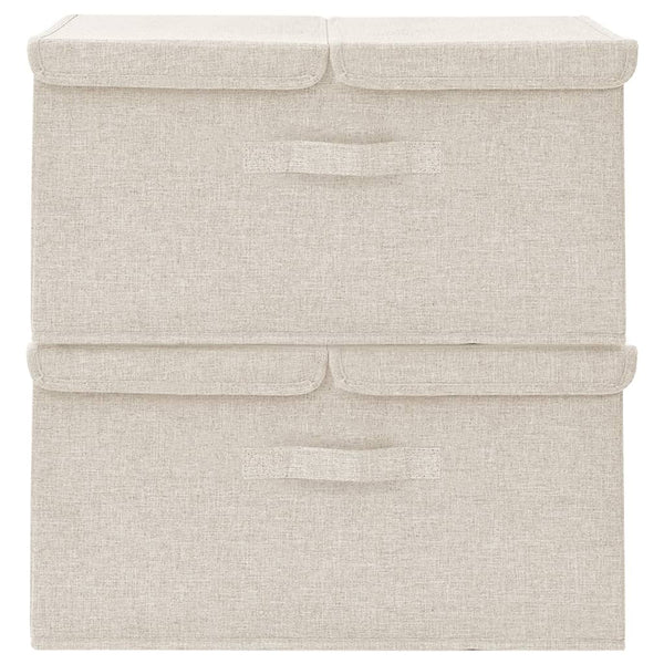 2 Pcs Fabric 50X30x25 Cm Cream Storage Boxes