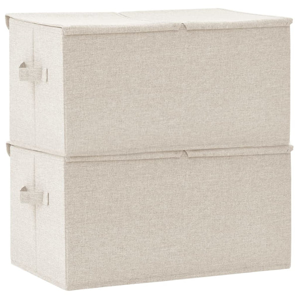 2 Pcs Fabric 50X30x25 Cm Cream Storage Boxes