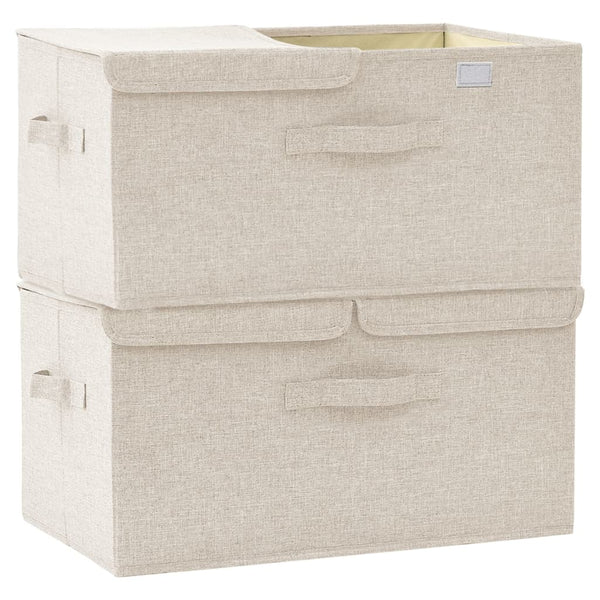 Vidaxl 2 Pcs Fabric 50X30x25 Cm Cream Storage Boxes