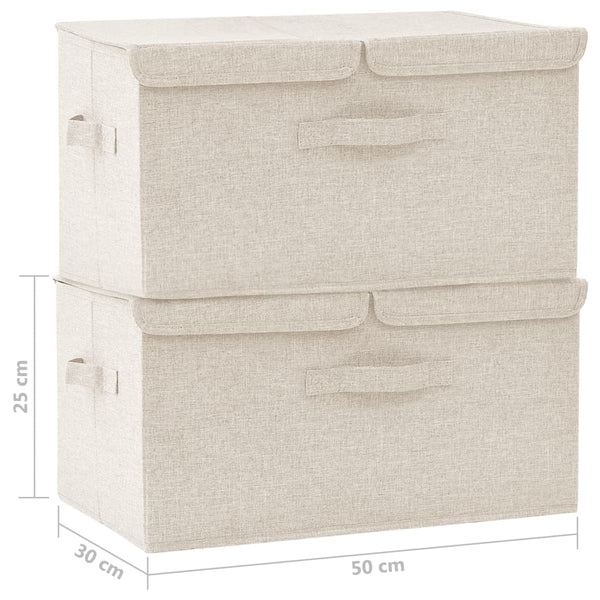 2 Pcs Fabric 50X30x25 Cm Cream Storage Boxes