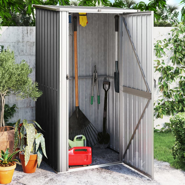 Garden Shed Anthracite 118.5X97x209.5 Cm Galvanised Steel Sheds Summerhouses Carports