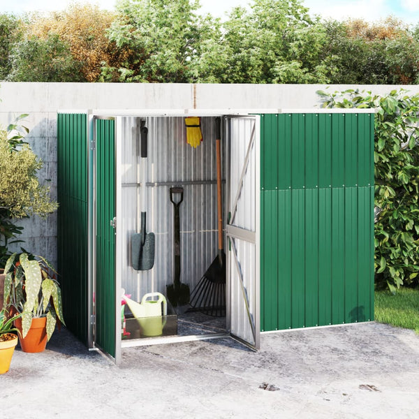 Garden Tool Shed Green 225X89x161 Cm Galvanised Steel Sheds Summerhouses Carports