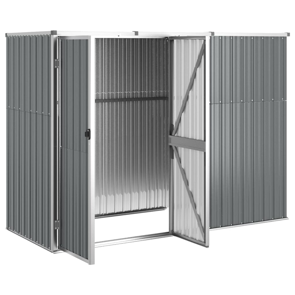 Garden Tool Shed Grey 225X89x161 Cm Galvanised Steel Sheds Summerhouses Carports