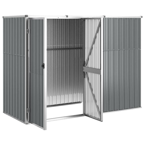 Garden Tool Shed Grey 225X89x161 Cm Galvanised Steel Sheds Summerhouses Carports