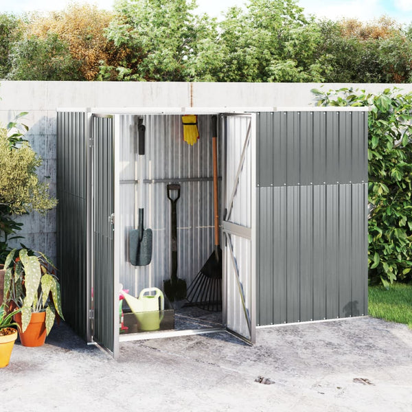 Garden Tool Shed Grey 225X89x161 Cm Galvanised Steel Sheds Summerhouses Carports