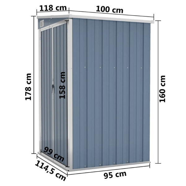 Sheds Summerhouses Carports Wall Mounted Garden Shed Grey 118X100x178 Cm Galvanised Steel
