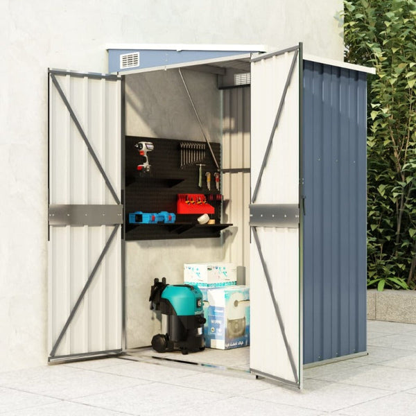 Sheds Summerhouses Carports Wall Mounted Garden Shed Grey 118X100x178 Cm Galvanised Steel
